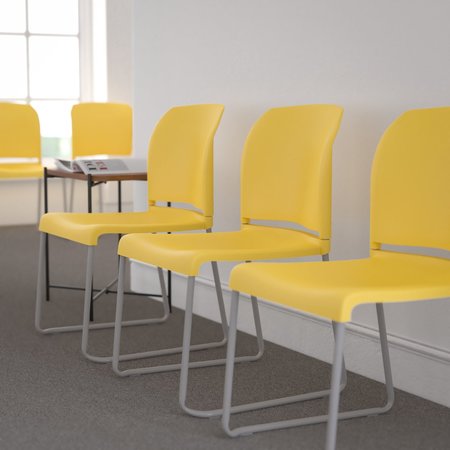 Flash Furniture Yellow Plastic Stack Chair, PK5 5-RUT-238A-YL-GG